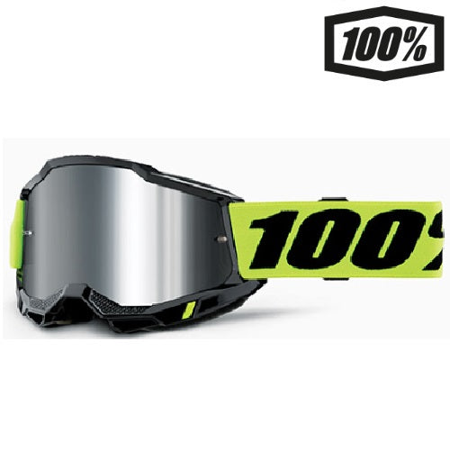 OCCHIALE 100% ACCURI 2 NEON YELLOW LENTE A SPECCHIO ARGENTO