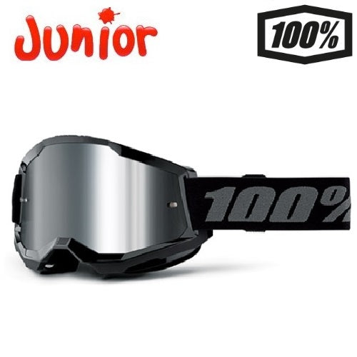 OCCHIALE 100% STRATA 2 JUNIOR BLACK LENTE A SPECCHIO ARGENTO