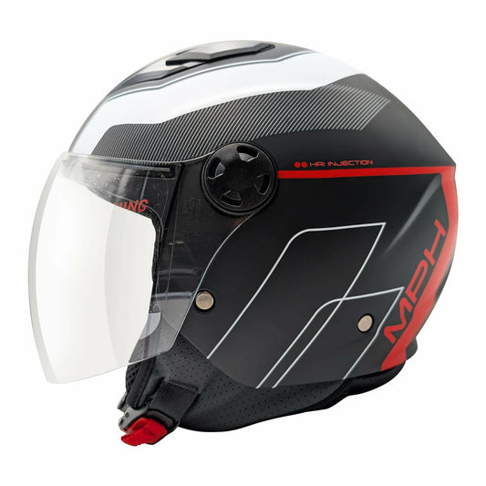 CASCO JET MPH STAR OMOLOGAZIONE 22-06 Street Nero Rosso Bianco