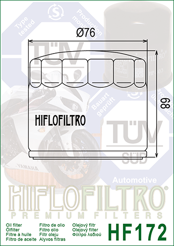 FILTRO OLIO HIFLO HF172C HARLEY DAVIDSON (CROMATO)