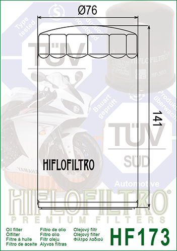FILTRO OLIO HIFLO HF173C HARLEY DAVIDSON (CROMATO)