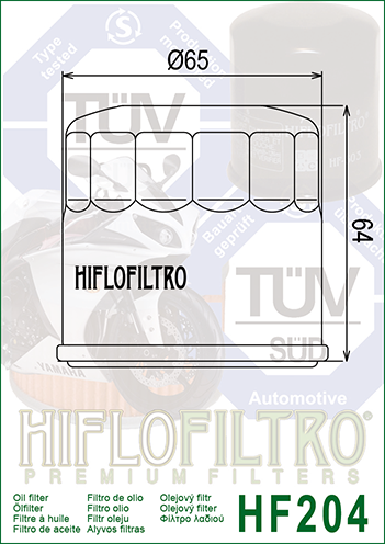 FILTRO OLIO HIFLO HF204 HONDA CBR 600 / 900 (DAL 2000)