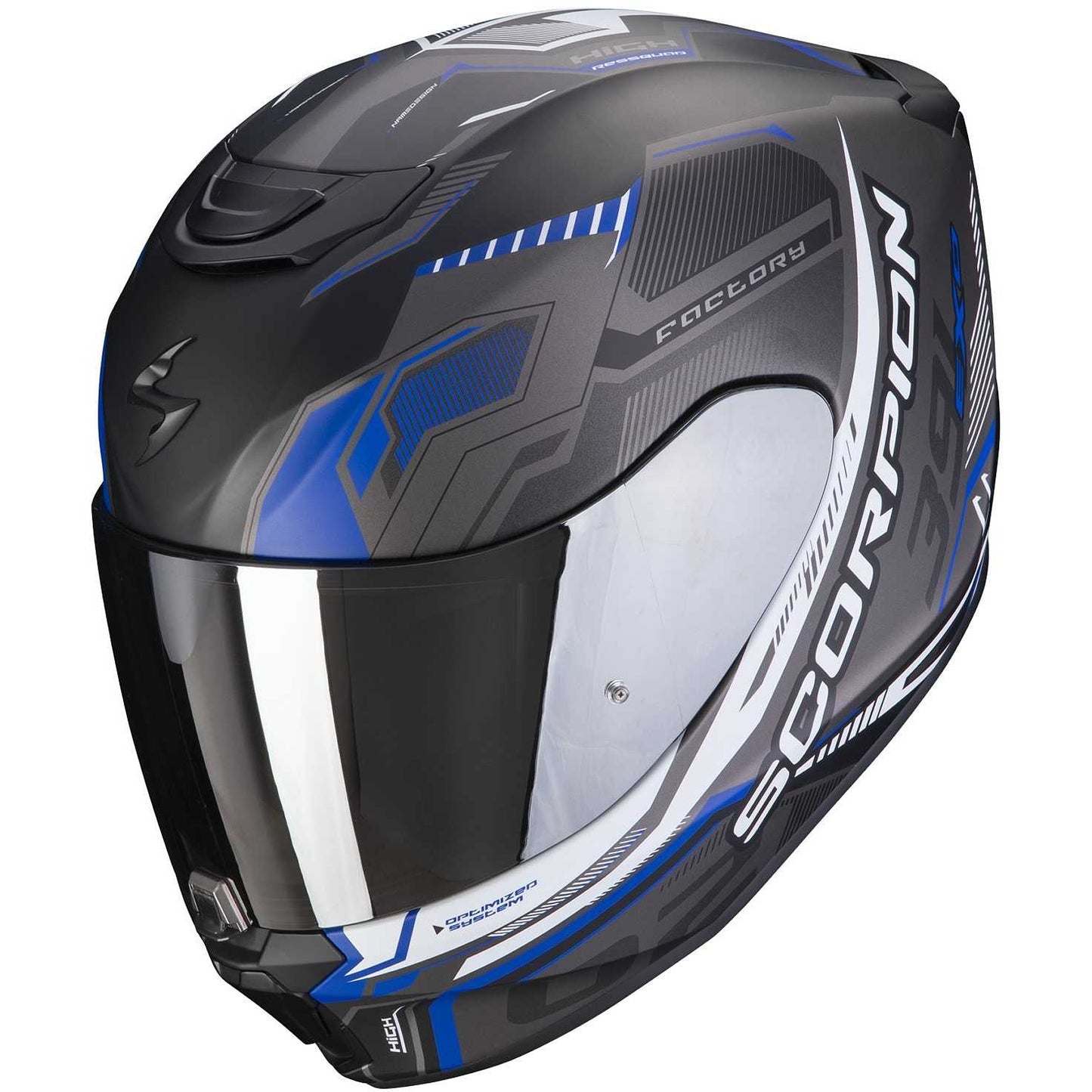 Casco Moto Integrale Scorpion EXO-391 HAUT Opaco Nero Silver Blu (In Esaurimento)