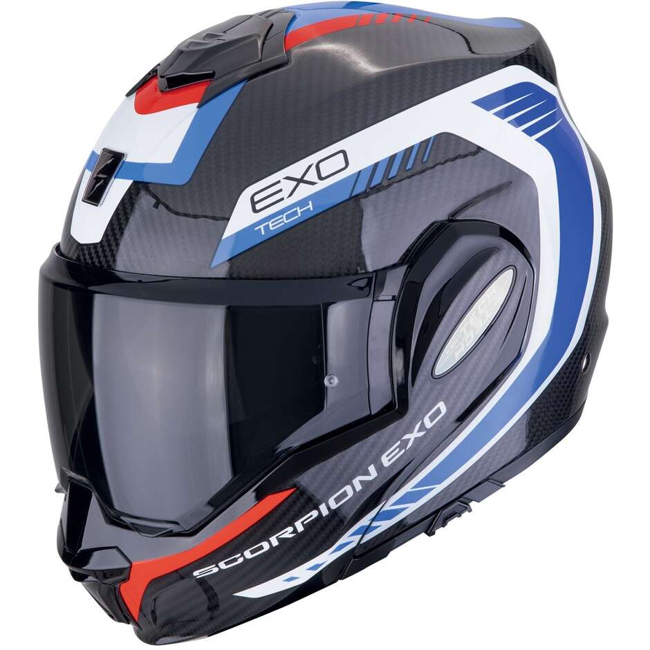 Casco Moto Modulare P/J Scorpion EXO-TECH EVO CARBON COSY Nero Blu Rosso