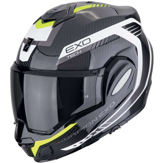Casco Moto Modulare P/J Scorpion EXO-TECH EVO CARBON COSY Nero Neon giallo