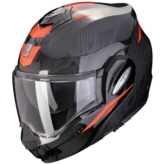Casco Moto Modulare P/J Scorpion EXO-TECH EVO CARBON ROVER Nero Rosso (In Esaurimento)