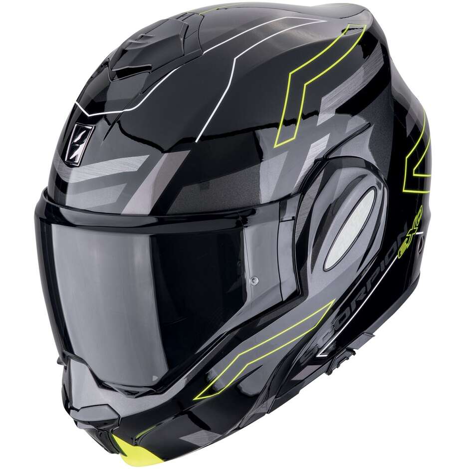 Casco Moto Modulare P/J Scorpion EXO-TECH EVO CONQUER Nero-Neon Giallo
