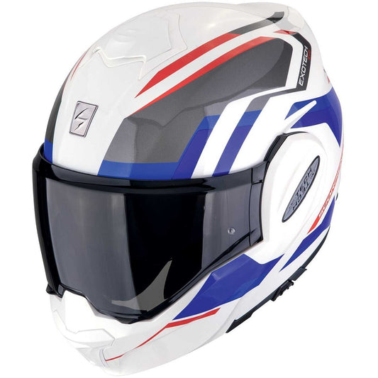 Casco Moto Modulare P/J Scorpion EXO-TECH EVO FURIO Bianco Rosso Blu