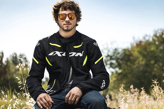 Giubbotto IXON STRIKER RETRO in tessuto UOMO nero-marrone