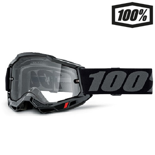 OCCHIALE 100% ACCURI 2 ENDURO BLACK LENTE DOPPIA TRASPARENTE