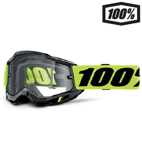 OCCHIALE 100% ACCURI 2 ENDURO NEON YELLOW LENTE DOPPIA TRASPARENTE
