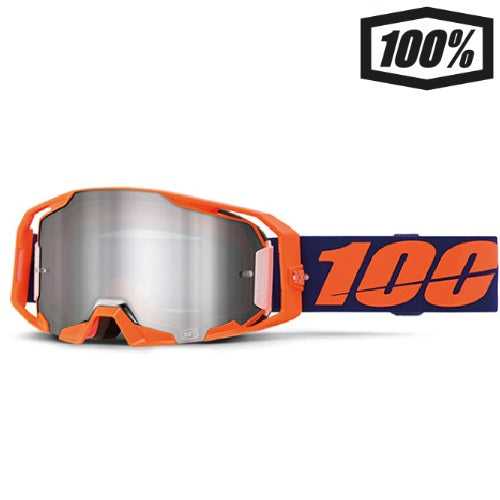 OCCHIALE 100% ARMATIC NEON ORANGE LENTE A SPECCHIO ARGENTO