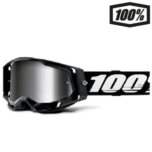 OCCHIALE 100% RACECRAFT 2 BLACK LENTE A SPECCHIO ARGENTO