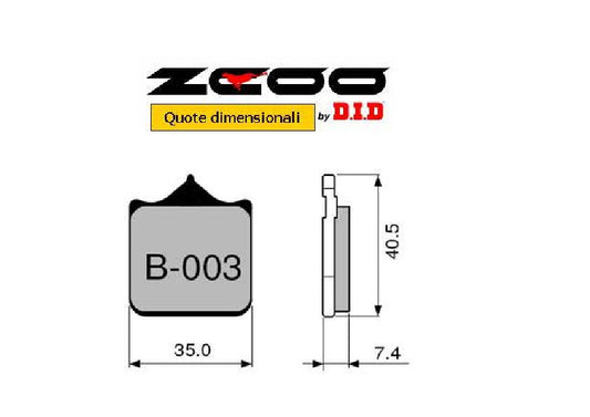 PASTIGLIE RACING ZCOO B003 EX APRILIA, DUCATI, TRIUMPH (FD.0305) APPLICAZIONE VIETATA PER BMW S1000 RR