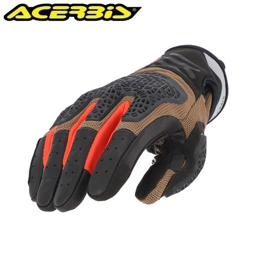 Guanti Moto da Strada Omologati in Tessuto ACERBIS CROSSOVER Marrone Arancio