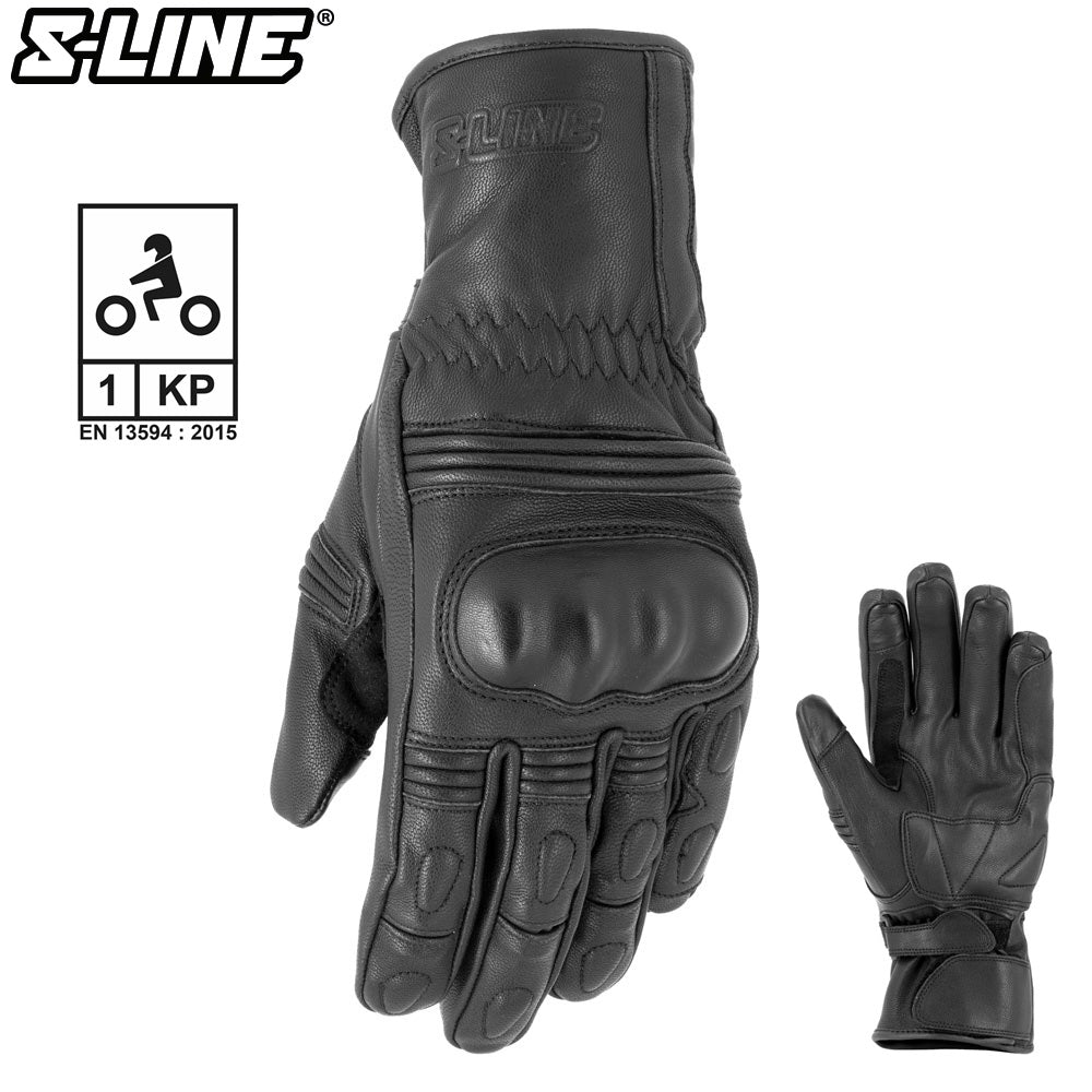 Guanti FROSTER INVERNO S-Line per la moto in pelle NERO