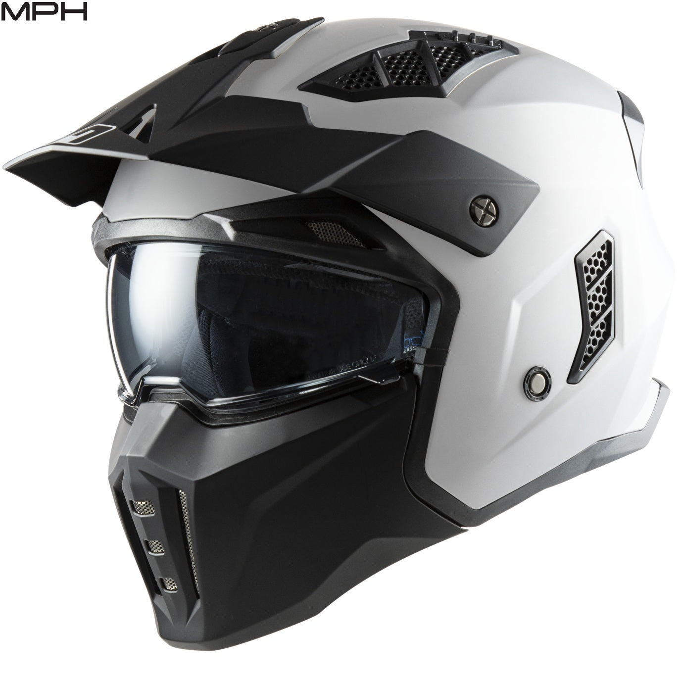 Casco jet MPH HARRIER con mentoniera staccabile BIANCO LUCIDO