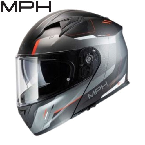 Casco MPH Modulare 22-06 RAPTOR SPACE NERO OPACO TITANIO ROSSO