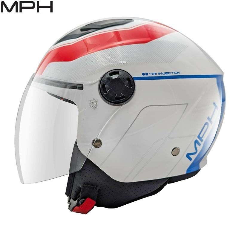 CASCO JET MPH STAR OMOLOGAZIONE 22-06 Street Bianco Blu Rosso
