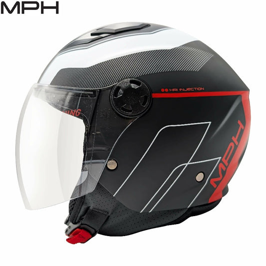 CASCO JET MPH STAR OMOLOGAZIONE 22-06 Street Nero Rosso Bianco