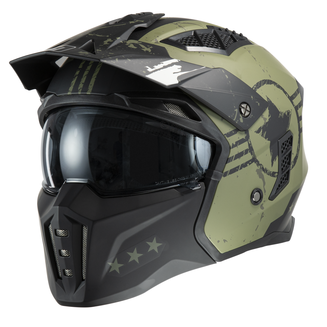 Casco jet MPH HARRIER con mentoniera staccabile VERDE MILITARE