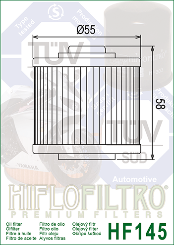 FILTRO OLIO HIFLO HF145 YAMAHA XT 500-XT 600-TENERE-TDM-XV