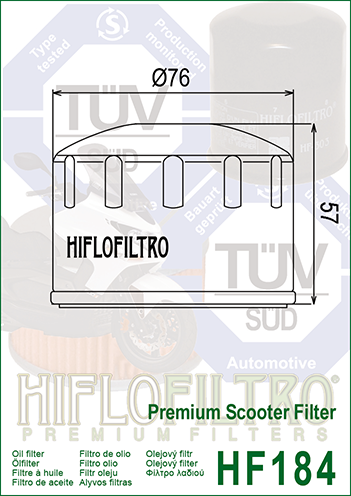 FILTRO OLIO HIFLO HF184 PIAGGIO X9 500 ATLANTIC 500