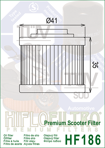 FILTRO OLIO HIFLO HF186 APRILIA SCARABEO 125-200 LIGHT / IE 07-11