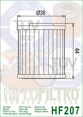 FILTRO OLIO HIFLO HF207 SUZUKI-KAWASAKI 250 4T CROSS