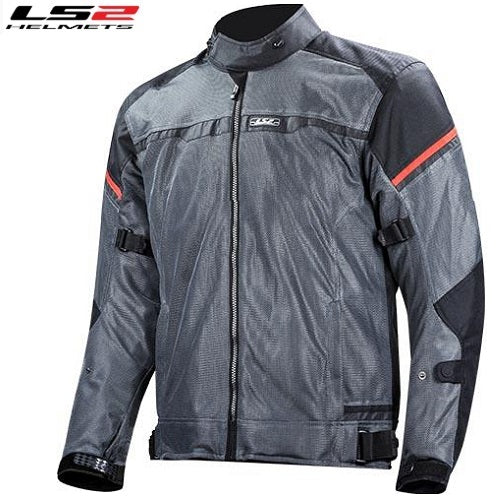 Giacca Moto Estiva Traforata LS2 RIVA MAN NERO GRIGIO SCURO ROSSO (In Esaurimento)