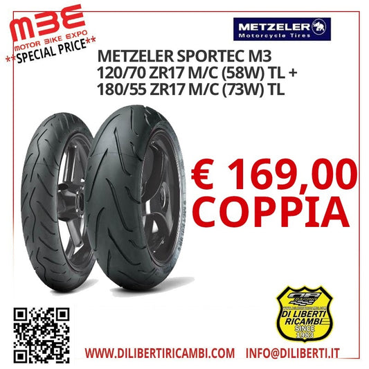 COPPIA Metzeler SPORTEC M3 120/70 ZR17+180/55 ZR17 dot 2023