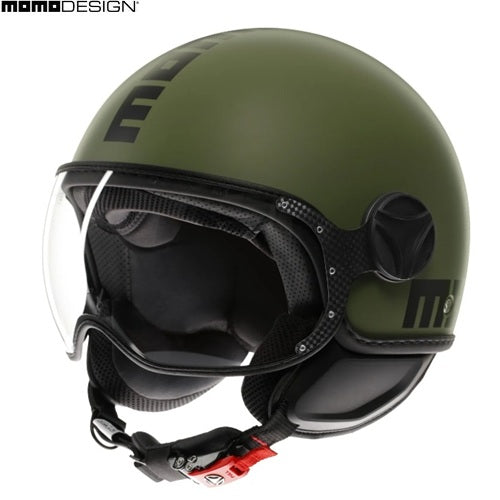 Casco Momo Design jet FGTR CLASSIC E2206 Verde Militare Opaco-Nero