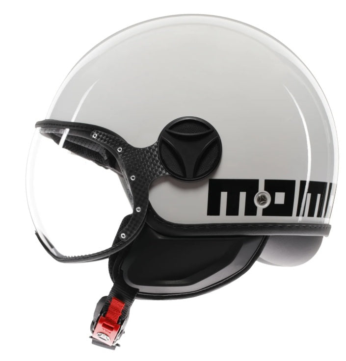 Casco Momo Design jet FGTR CLASSIC E2206 Bianco Lucido-Nero