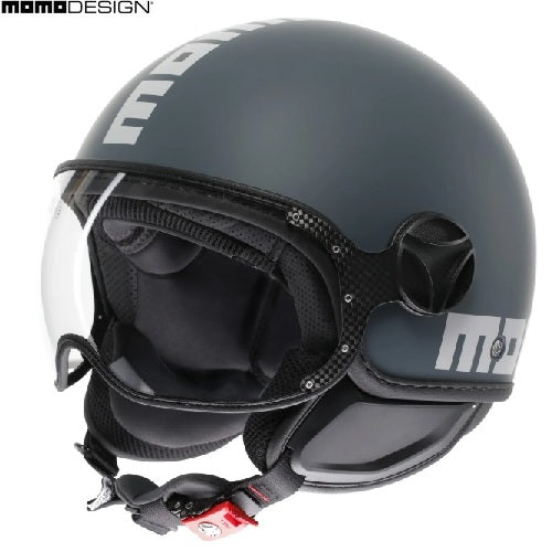 Casco Momo Design jet FGTR CLASSIC Candy E2206 Grigio Ottanio-Bianco