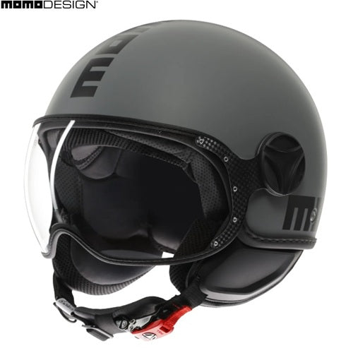 Casco Momo Design jet FGTR CLASSIC E2206 Grigio Opaco-Nero