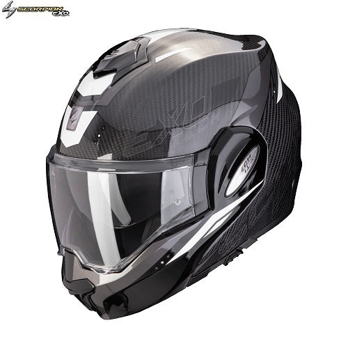 Casco Moto Modulare P/J Scorpion EXO-TECH EVO CARBON ROVER Nero Bianco (In Esaurimento)