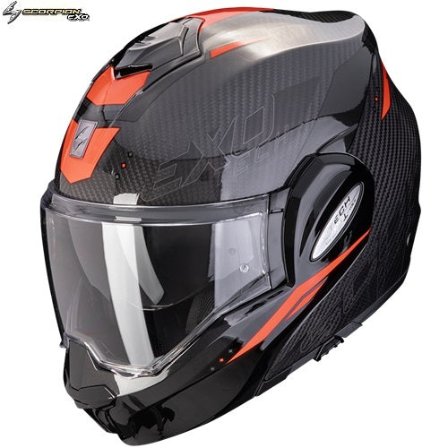 Casco Moto Modulare P/J Scorpion EXO-TECH EVO CARBON ROVER Nero Rosso (In Esaurimento)