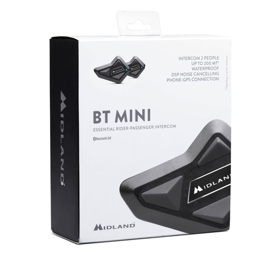 Interfono Midland BT Mini Doppio (2 Pezzi) Comunicazione moto a moto fino a 4 persone e condivisione della musica.