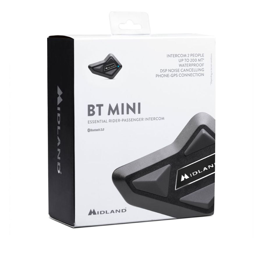 Interfono Midland BT Mini Singolo (1 Pezzo) Comunicazione moto a moto fino a 4 persone e condivisione della musica.