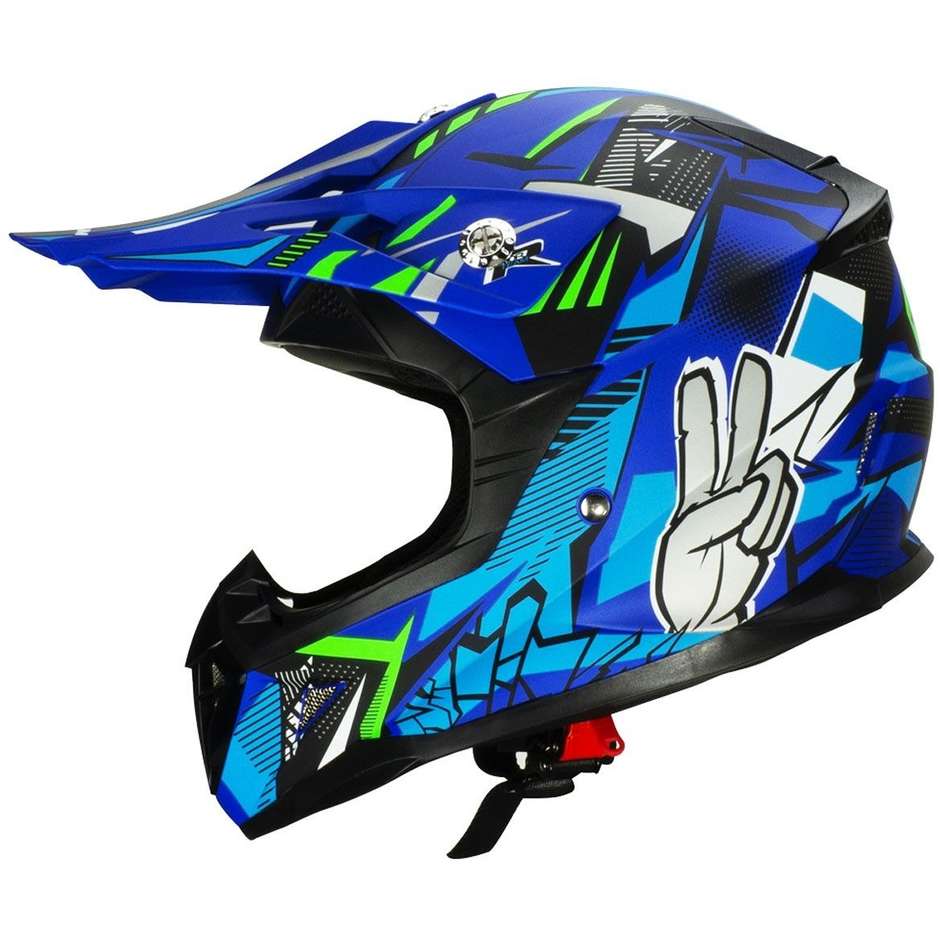Casco da Bambino Moto Cross Enduro CGM 209G WINNER Blu Opaco