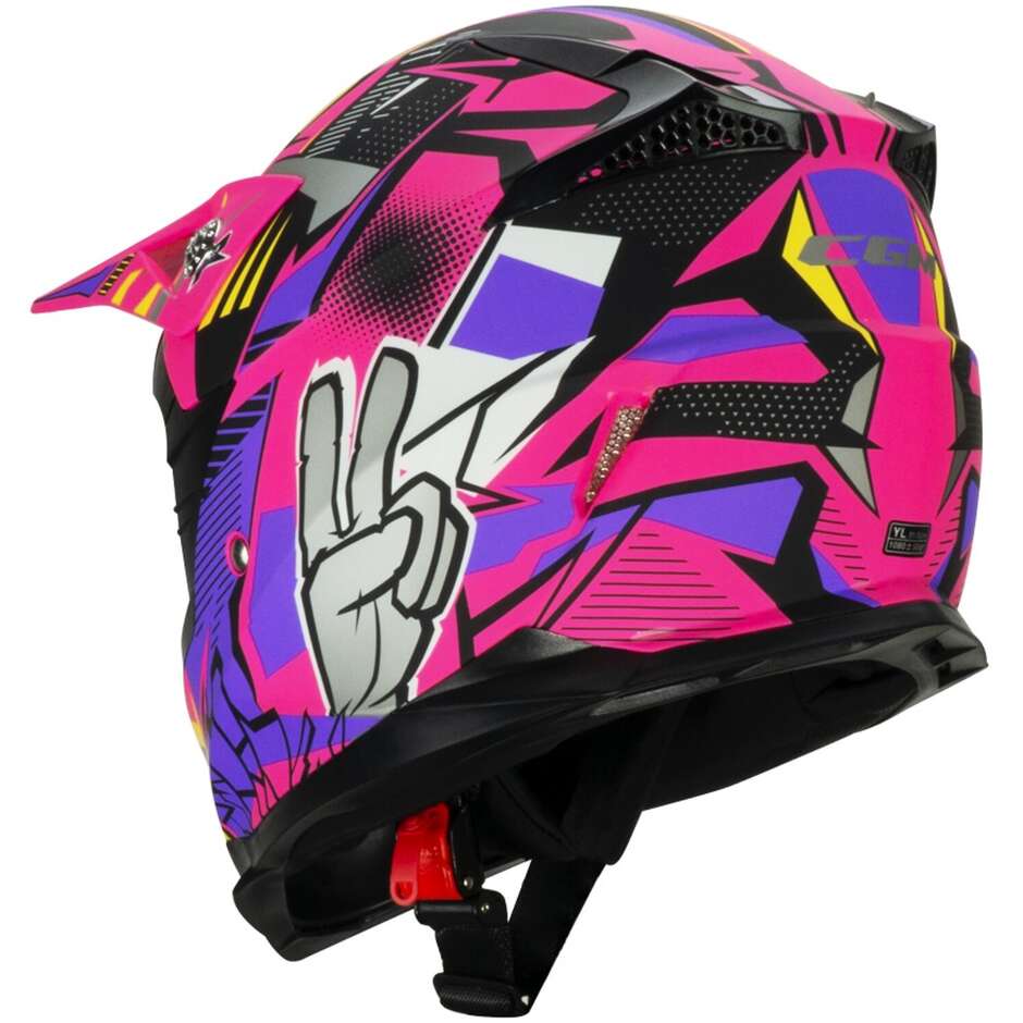 Casco Moto Bambino Cross Enduro CGM 209G ROCKY WINNER Fucsia Viola opaco