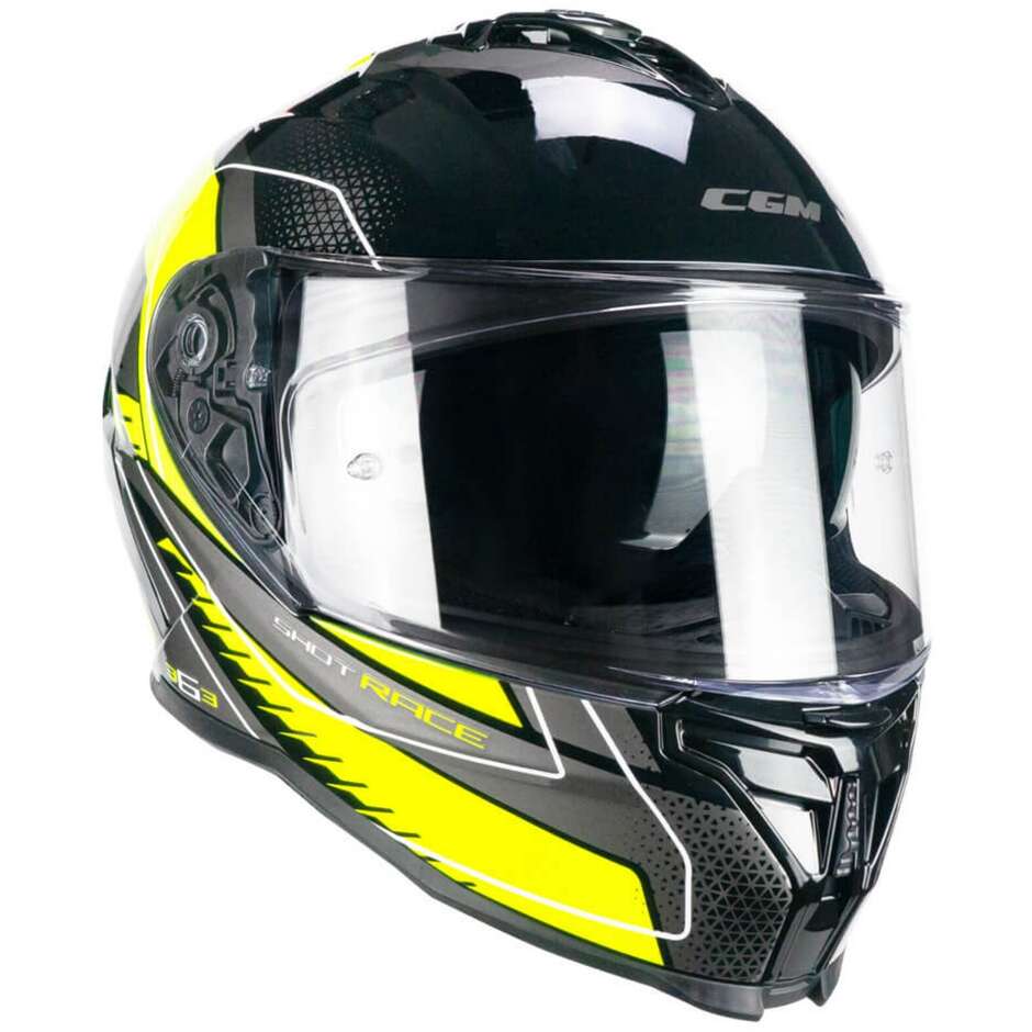 Casco Moto Integrale CGM 363G SHOT RACE Nero Giallo fluo