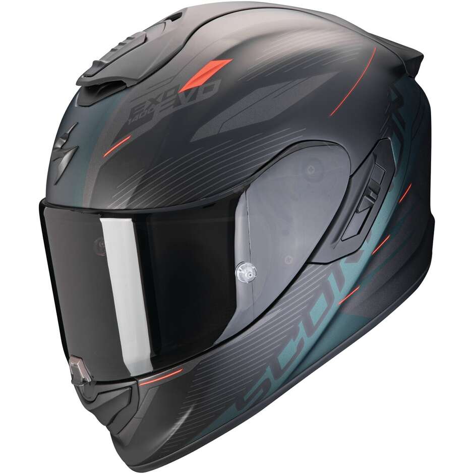 Casco Moto Integrale In Fibra Scorpion EXO 1400 EVO 2 AIR LUMA Nero Verde (In Esaurimento)
