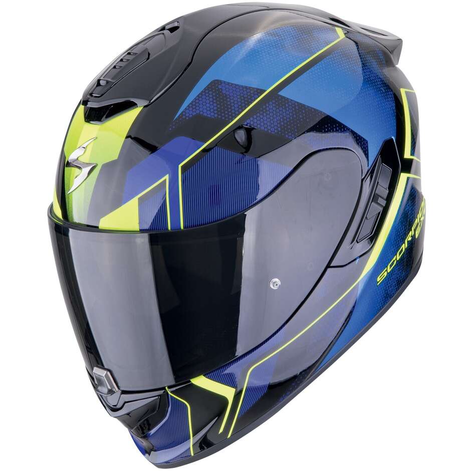 Casco Moto Integrale In Fibra Scorpion EXO-1400 EVO II AIR INTENSIO Nero Blu (In Esaurimento)