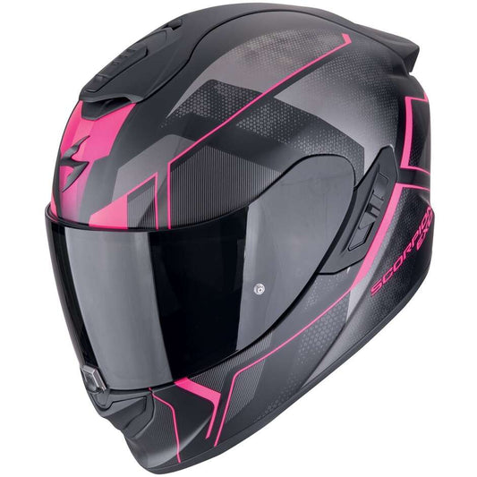 Casco Moto Integrale In Fibra Scorpion EXO-1400 EVO II AIR INTENSIO Nero opaco Rosa (In Esaurimento)