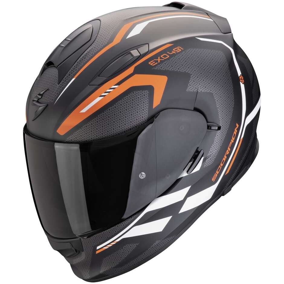 Casco Moto Integrale Scorpion EXO 491 KRIPTA Nero Arancio Bianco