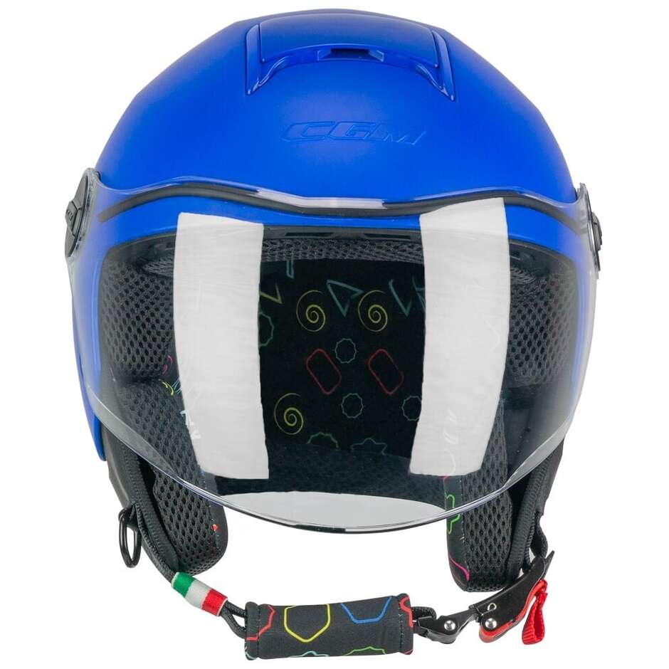 Casco Moto Jet Bambino CGM 261a MINI MONO Azzurro Opaco