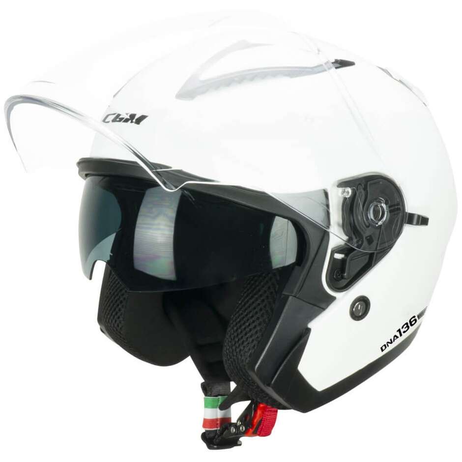 Casco Moto Jet CGM 136A DNA MONO Bianco Lucido