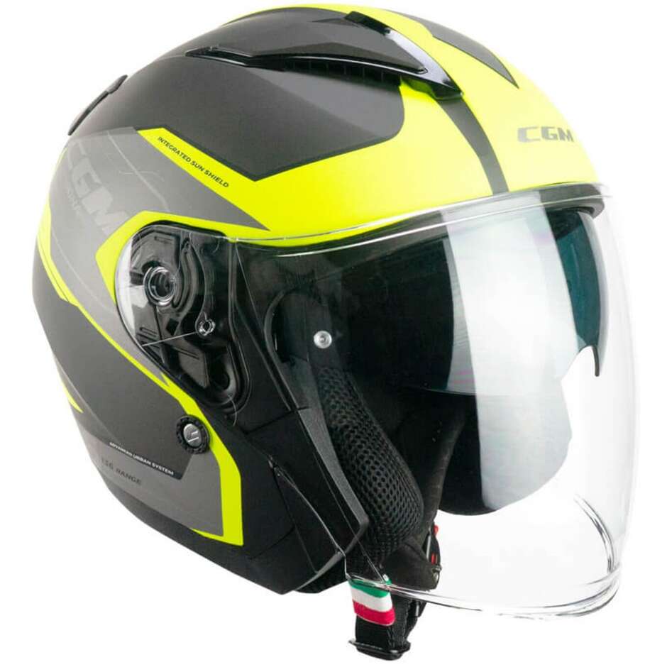Casco Moto Jet CGM 136S DNA APACHE Grafite Giallo fluo opaco