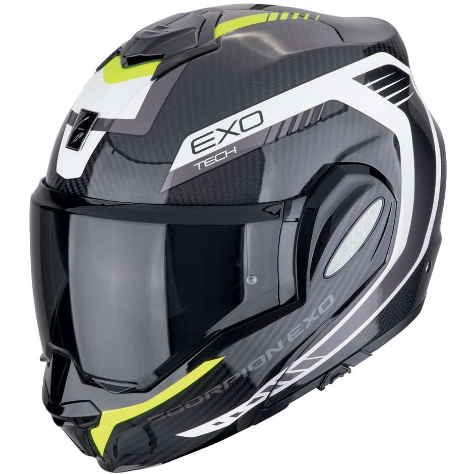 Casco Moto Modulare P/J Scorpion EXO-TECH EVO CARBON COSY Nero Neon giallo